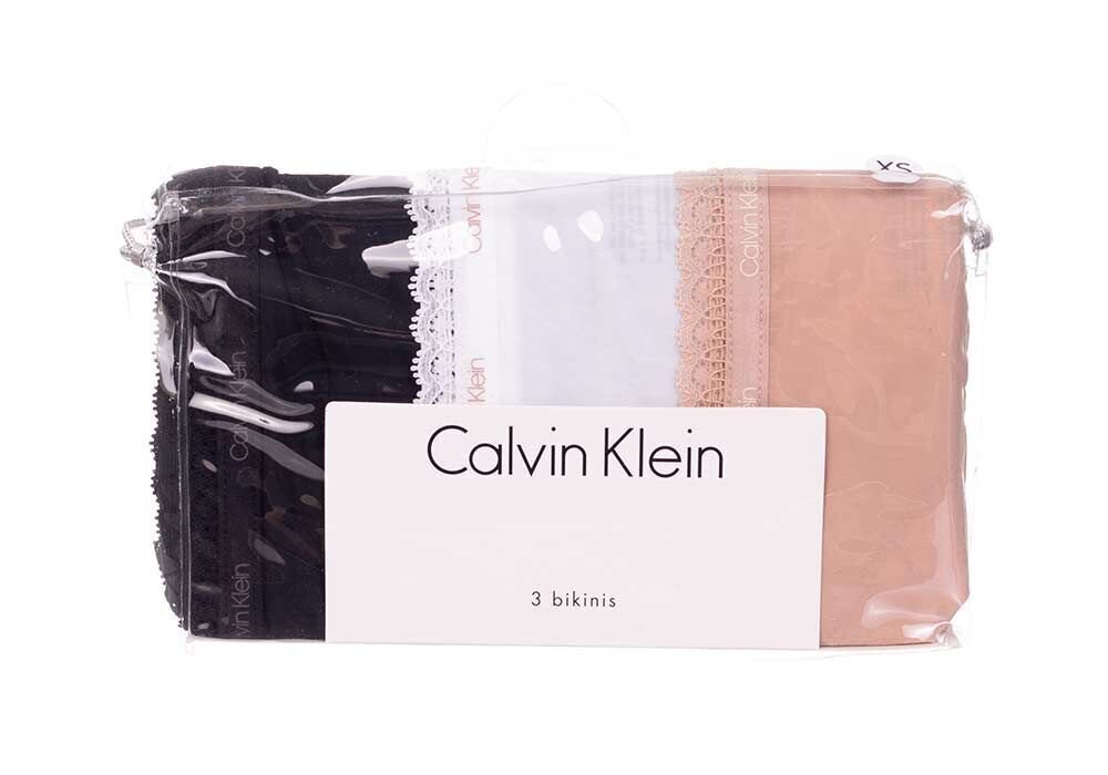 Sieviešu apakšbikses Calvin Klein, 3 pāri MELNAS/BALTAS/BĒŠAS QD3804E FIY 29680 cena un informācija | Sieviešu biksītes | 220.lv