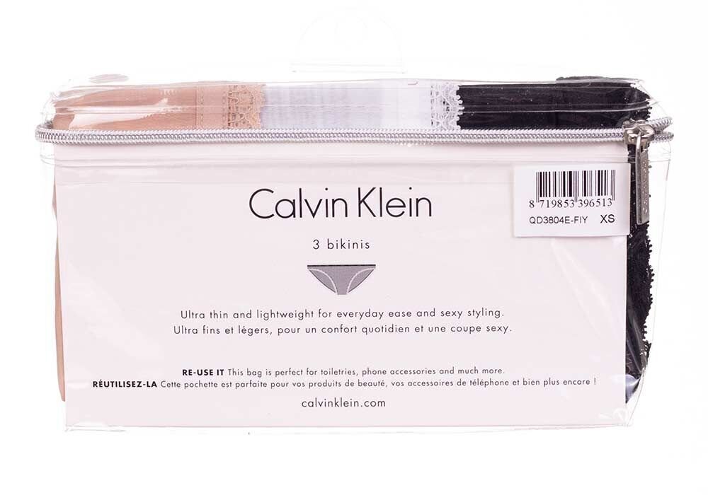 Sieviešu apakšbikses Calvin Klein, 3 pāri MELNAS/BALTAS/BĒŠAS QD3804E FIY 29680 cena un informācija | Sieviešu biksītes | 220.lv