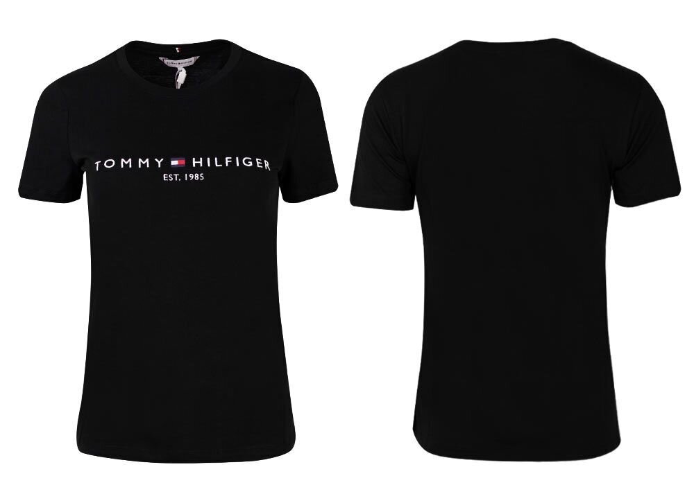 Sieviešu T krekls Tommy Hilfiger T-SHIRT HERITAGE HILFIGER C-NK REG TEE MELNS WW0WW31999 BDS 30484 cena un informācija | T-krekli sievietēm | 220.lv