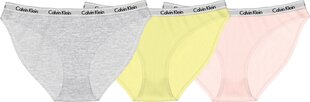 Sieviešu biksītes-bikini Calvin Klein, 3 pāri, persiku/ dzeltenas/ pelēkas 000QD3588E 13X 43960 цена и информация | Трусики | 220.lv
