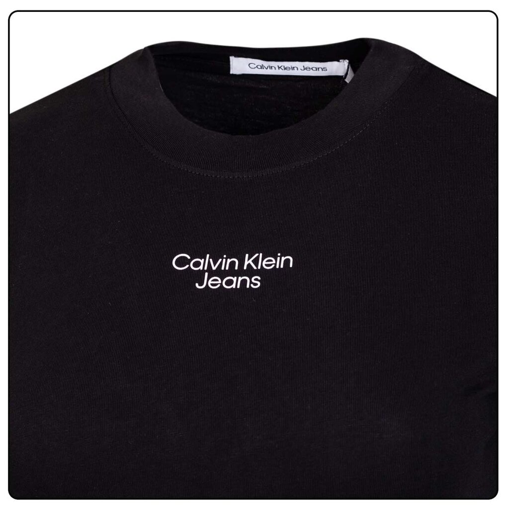 Sieviešu T-krekla veida kleita Calvin Klein STACKED LOGO T-SHIRT BLACK J20J218789 BEH 43487 cena un informācija | Svārki | 220.lv