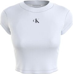 Женская футболка Calvin Klein T-SHIRT TOP CK RIB CROPPED SLIM, белая J20J218337 YAF 43929 цена и информация | Женские футболки | 220.lv