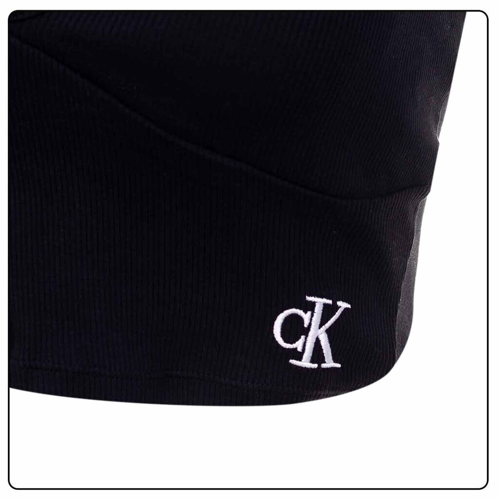 Krūšturis Calvin Klein T-SHIRT CK RIB CROP TOP, melns, J20J218334 BEH 43964 цена и информация | T-krekli sievietēm | 220.lv