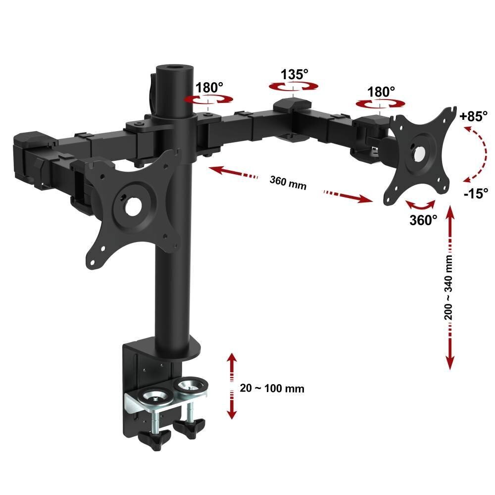 NF 12 17"-30" (vesa līdz 10*10,līdz 10kg) цена и информация | Monitora turētāji | 220.lv