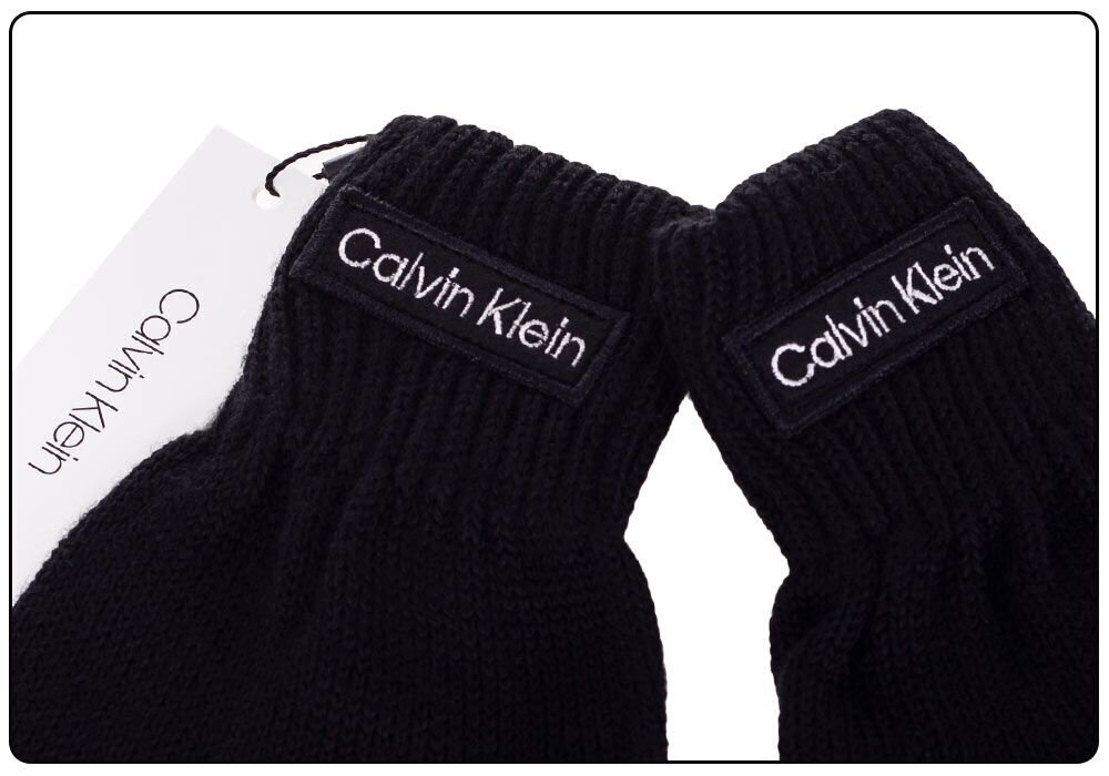 Cimdi vīriešiem Calvin Klein rudens/ziema FELT PATCH KNITTED GLOVES BLACK K50K507424 BAX 36953 цена и информация | Vīriešu cepures, šalles, cimdi | 220.lv
