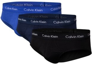 Apakšbikses vīriešiem Calvin Klein, kokvilnas, elastīgas, 3 gab., zilas/tumši zilas/melnas U2661G 4KU 14057 цена и информация | Мужские трусы | 220.lv