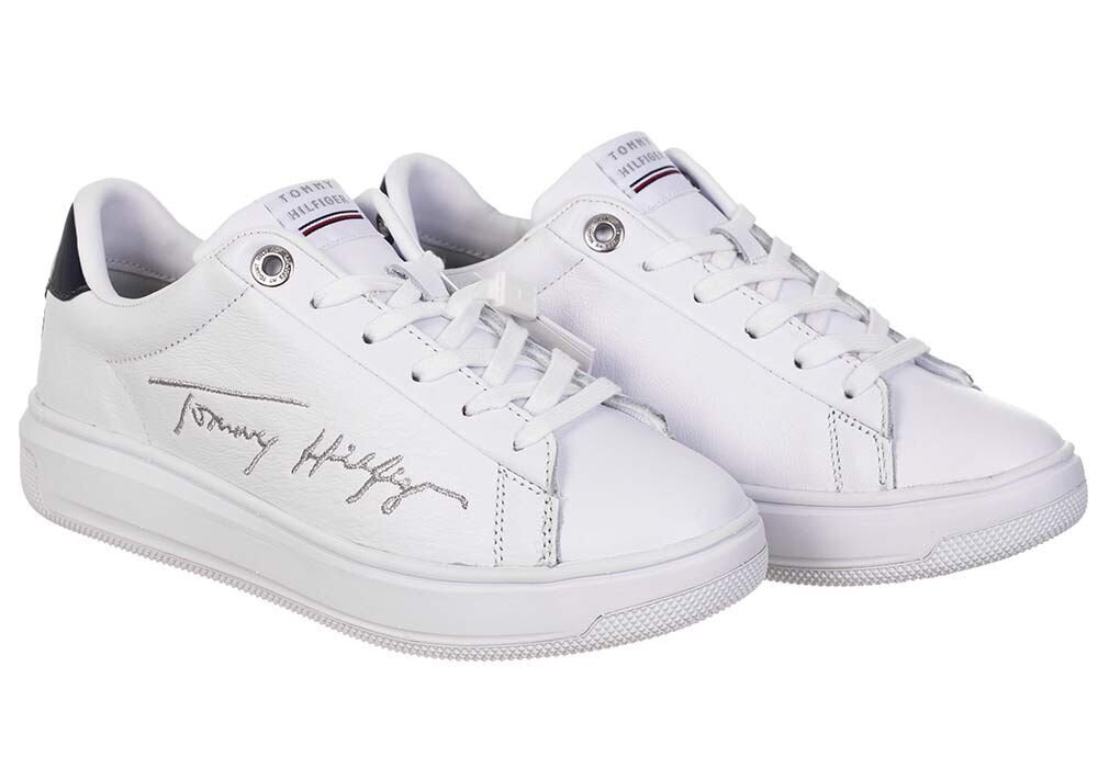 Sieviešu sporta apavi TOMMY HILFIGER SIGNATURE TOMMY LEATHER CUPSOLE, balti FW0FW05219 YBR 31179 cena un informācija | Sporta apavi sievietēm | 220.lv