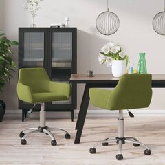 vidaXL grozāmi virtuves krēsli, 2 gab., gaiši zaļš samts cena un informācija | Virtuves un ēdamistabas krēsli | 220.lv