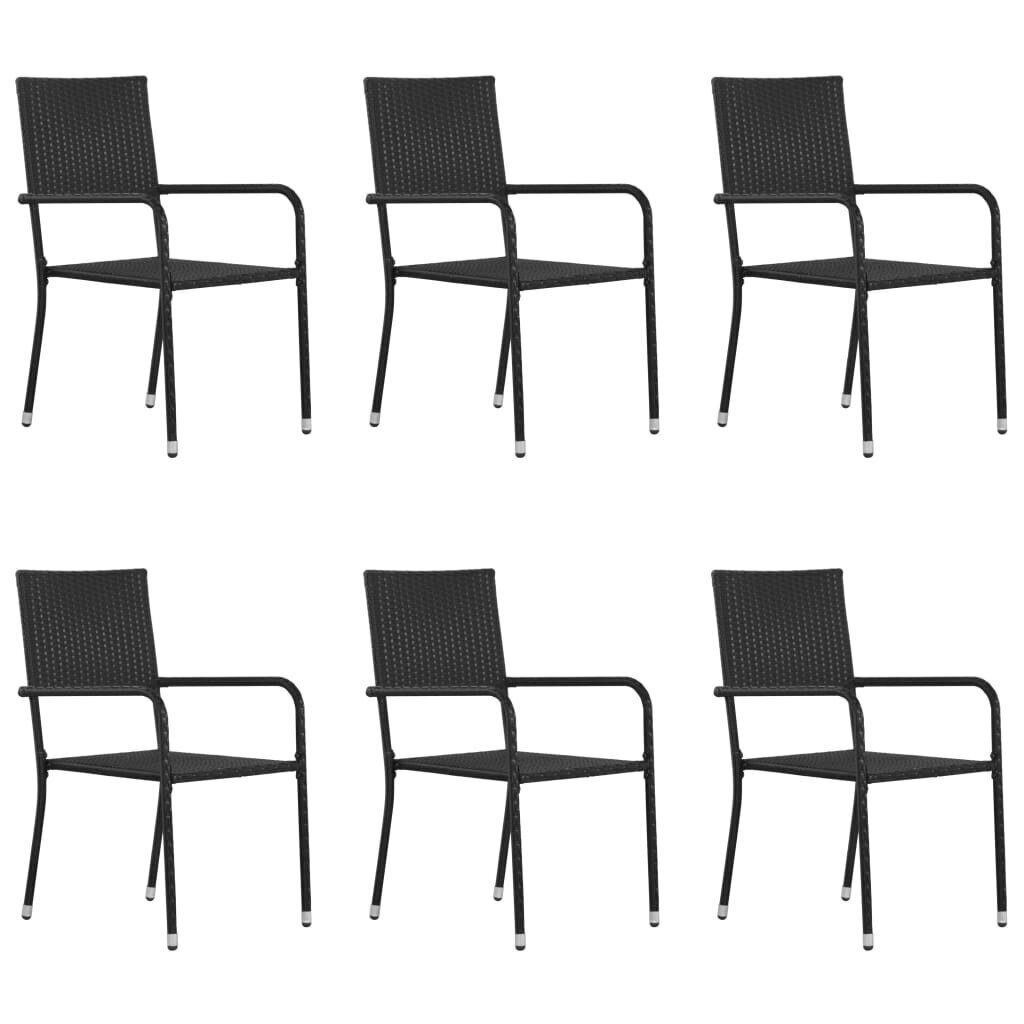 vidaXL dārza krēsli, 6 gab., melna PE rotangpalma cena un informācija | Dārza krēsli | 220.lv