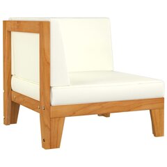 vidaXL stūra dīvāns ar krēmbaltiem matračiem, akācijas masīvkoks cena un informācija | Dārza krēsli | 220.lv