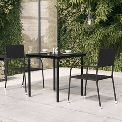 vidaXL dārza galds, melns, 80x80x74 cm, tērauds un stikls cena un informācija | Dārza galdi | 220.lv