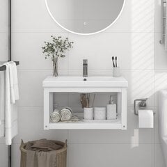 vidaXL vannasistabas izlietnes sienas rāmis, balts, 59x38x31cm, dzelzs cena un informācija | Vannas istabas skapīši | 220.lv