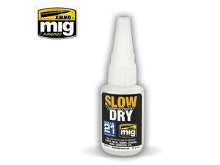 AMMO MIG - SLOW DRY CYANOACRYLATE (Līme) 21gr, 8013 cena un informācija | Modelēšanas un zīmēšanas piederumi | 220.lv