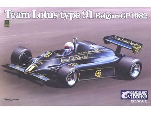 Сборная пластиковая модель EBBRO -  Team Lotus type 91 Belgian GP 1982, 1/20, 20019 цена и информация | Конструкторы и кубики | 220.lv