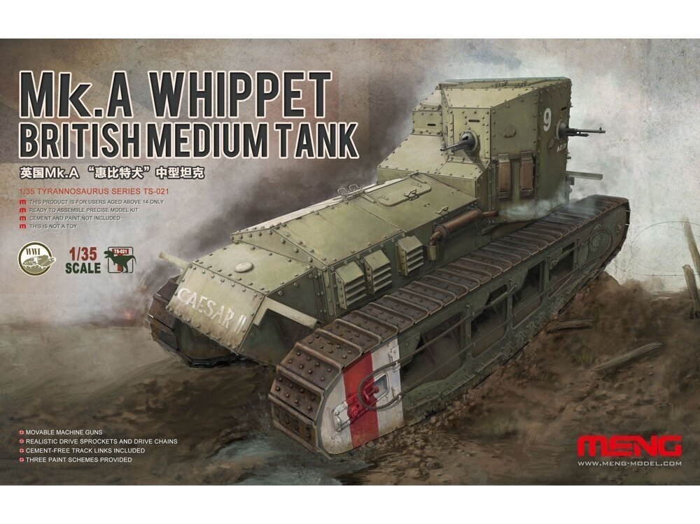 Meng Model - British Medium Tank Mk.A Whippet, 1/35, TS-021 цена и информация | Konstruktori | 220.lv