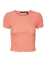 Vero Moda sieviešu T-krekls 10262156*02, oranžs/balts 5715216511480 cena un informācija | T-krekli sievietēm | 220.lv