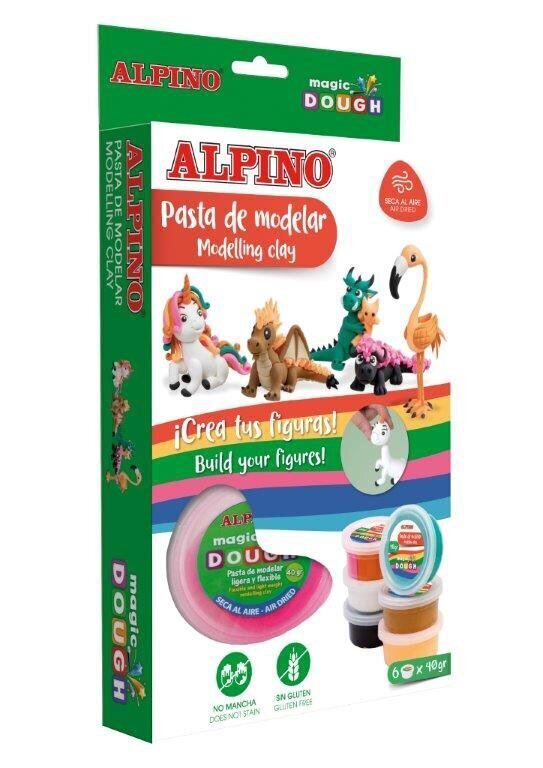 Modelīns Alpino Magic Dough Fantasy Animals, 6 krāsas x 40 g. cena un informācija | Modelēšanas un zīmēšanas piederumi | 220.lv