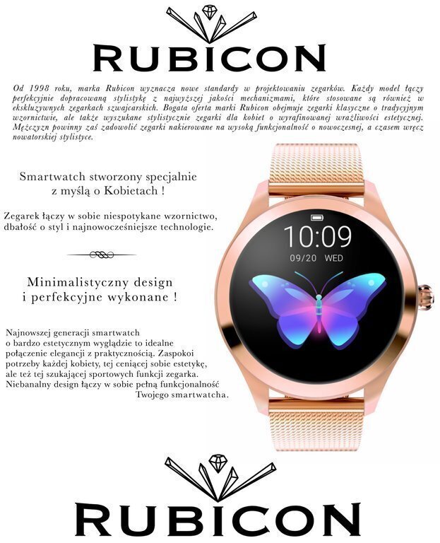 Rubicon RNBE37 Rose Gold cena un informācija | Viedpulksteņi (smartwatch) | 220.lv