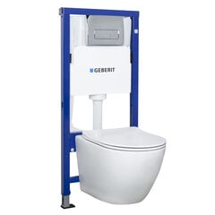 WC zemapmetuma rāmis Geberit ar tualetes podu Delos un pogu cena un informācija | Tualetes podi | 220.lv