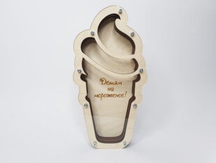 Koka krājkase saldējuma formā ar uzrakstu “Детям на мороженое!” cena un informācija | Oriģinālas krājkasītes | 220.lv