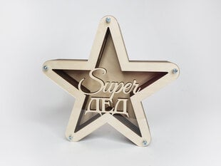 Деревянная копилка в виде звезды с надписью “Super ДЕД” цена и информация | Оригинальные копилки | 220.lv