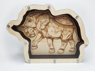 Деревянная копилка с гравировкой- Слон цена и информация | Оригинальные копилки | 220.lv