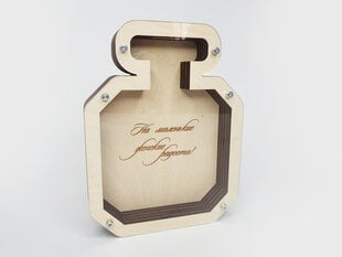Koka krājkase - Smaržu pudelīte ar gravējumu “На маленькие женские радости!” cena un informācija | Oriģinālas krājkasītes | 220.lv