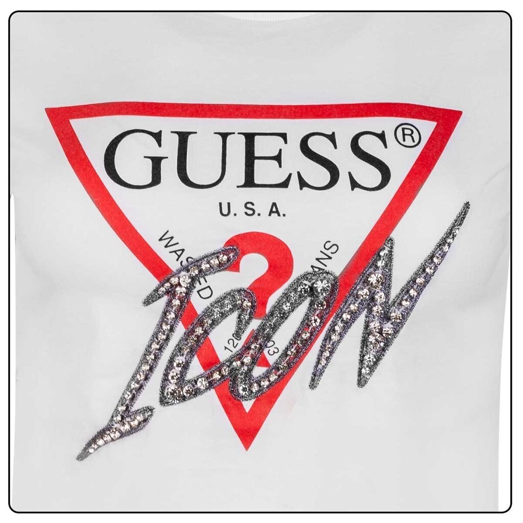 Sieviešu T-krekls Guess T-SHIRT SS CN ICON TEE, balts W2RI07I3Z11 G011 42623 cena un informācija | T-krekli sievietēm | 220.lv