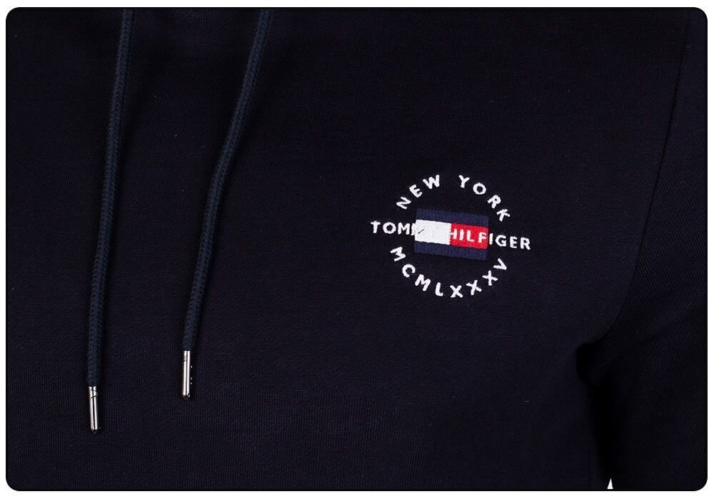 Vīriešu T-krekls Tommy Hilfiger CIRCLE CHEST CORP HOODY, tumši zils W0MW18368 DW5 cena un informācija | Vīriešu T-krekli | 220.lv