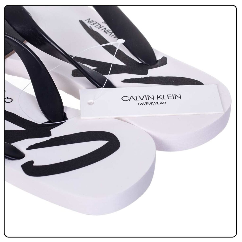 Iešļūcenes vīriešiem Calvin Klein FF SANDALS, baltas KM0KM00500 YCD 42912 цена и информация | Vīriešu iešļūcenes, čības, sandales | 220.lv