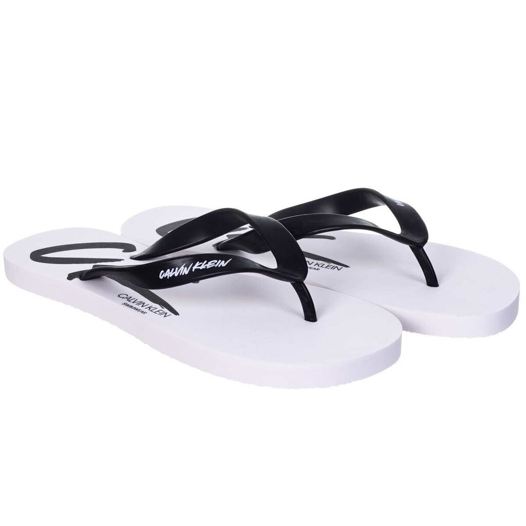 Iešļūcenes vīriešiem Calvin Klein FF SANDALS, baltas KM0KM00500 YCD 42912 cena un informācija | Vīriešu iešļūcenes, čības, sandales | 220.lv