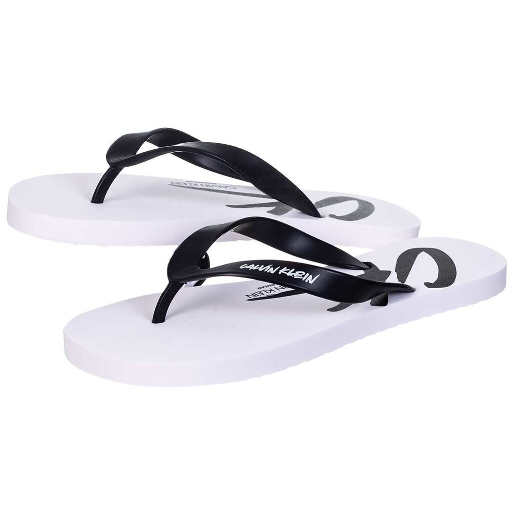 Iešļūcenes vīriešiem Calvin Klein FF SANDALS, baltas KM0KM00500 YCD 42912 цена и информация | Vīriešu iešļūcenes, čības, sandales | 220.lv