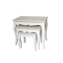 3 galdiņu komplekts DKD Home Decor Balts Koks MDF (53 x 35 x 47 cm) (3 gab.) cena un informācija | Žurnālgaldiņi | 220.lv