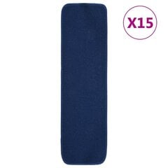 vidaXL kāpņu paklāji, 15 gab., 75x20 cm, tumši zili, neslīdoši цена и информация | Ковры | 220.lv