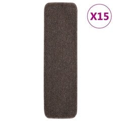 vidaXL kāpņu paklāji, 15 gab., 75x20 cm, brūni, neslīdoši cena un informācija | Paklāji | 220.lv