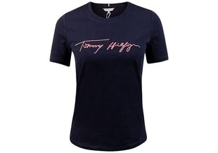 T-krekls sievietēm Tommy Hilfiger REGULAR SCRIPT OPEN-NK TEE SS, tumši zils WW0WW29523 DW5 cena un informācija | T-krekli sievietēm | 220.lv