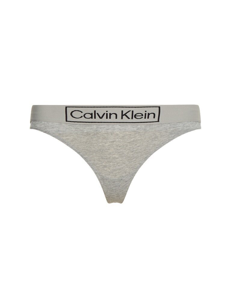 Sieviešu stringbiksītes Calvin Klein THONG, pelēkas 000QF6774E P7A 45166 cena un informācija | Sieviešu biksītes | 220.lv