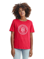 Женская футболка Tommy Hilfiger T-SHIRT REGULAR TH CIRCLE OPEN-NK TEE SS PINK WW0WW33525 TZR 45806 цена и информация | Женские футболки | 220.lv