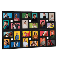 vidaXL kolāžas foto rāmis, 24x(10x15 cm) attēliem, melns MDF cena un informācija | Foto rāmji, foto albumi | 220.lv