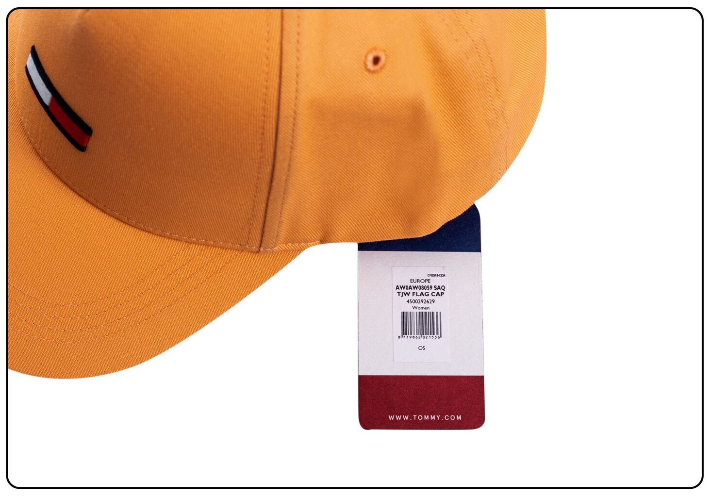 Cepure ar nagu sievietēm Tommy Hilfiger TJW FLAG CAP, persiku krāsā AW0AW08059 SAQ 37453 cena un informācija | Sieviešu cepures | 220.lv