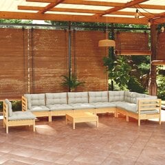 vidaXL 9-daļīgs dārza mēbeļu komplekts ar krēmkrāsas matračiem, priede цена и информация | Комплекты уличной мебели | 220.lv