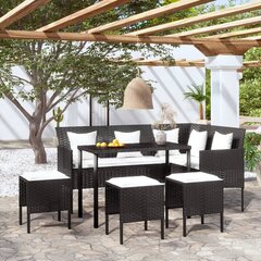 vidaXL 5-daļīgs stūra dārza dīvānu komplekts ar matračiem, melns PE cena un informācija | Dārza mēbeļu komplekti | 220.lv