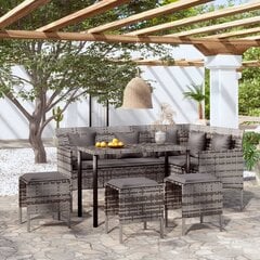 vidaXL 5-daļīgs stūra dārza dīvānu komplekts ar matračiem, pelēks PE цена и информация | Комплекты уличной мебели | 220.lv