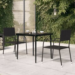 vidaXL dārza galds, melns, 80x80x74 cm, tērauds un stikls цена и информация | Столы для сада | 220.lv
