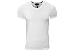 Мужская футболка TOMMY HILFIGER CORE STRETCH SLIM VNECK TEE, белая MW0MW02045 100 цена и информация | Мужские футболки | 220.lv