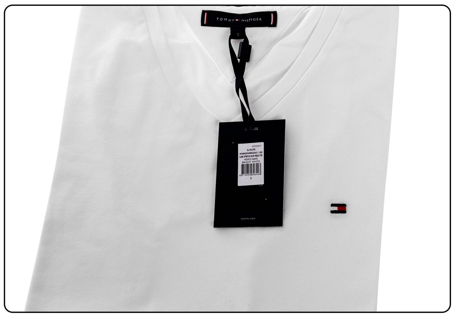 T-krekls vīriešiem TOMMY HILFIGER CORE STRETCH SLIM VNECK TEE, balts MW0MW02045 100 cena un informācija | Vīriešu T-krekli | 220.lv