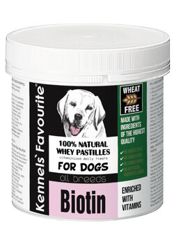 Biotin 135g, Nr100 Kennels Favourite.  Витаминная добавка для собак. Стимулирует рост волос и сохраняет здоровье кожи. Обладает антисеборейным эффектом. Играет важную роль в метаболизме жирных кислот ОМЕГА 6:3. Стабилизирует сахар в крови цена и информация | Витамины, пищевые добавки, анти-паразит продукты для собак | 220.lv