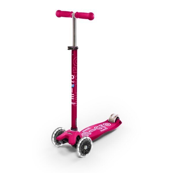 Trīsriteņu skrejritenis, Micro Maxi Deluxe LED Pink цена и информация | Skrejriteņi | 220.lv