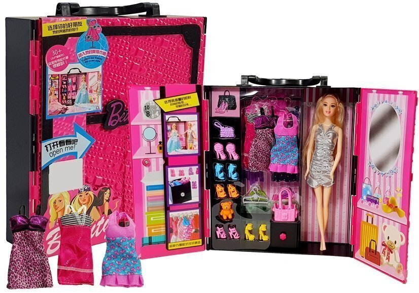 Lelle ar skapi un aksesuāriem Lean Toys цена и информация | Rotaļlietas meitenēm | 220.lv