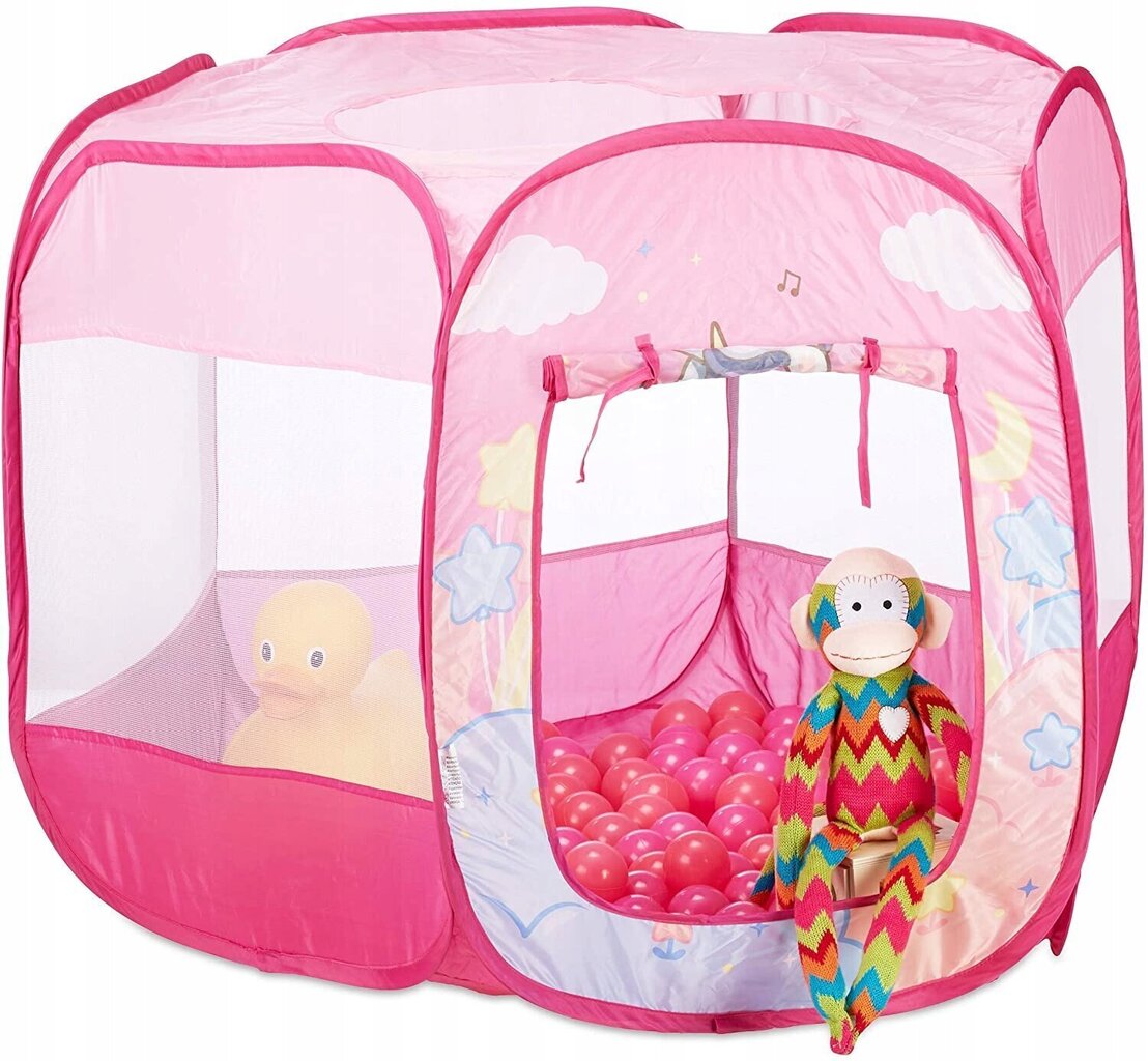 Telts ar bumbiņām bērniem, rozā cena un informācija | Bērnu rotaļu laukumi, mājiņas | 220.lv